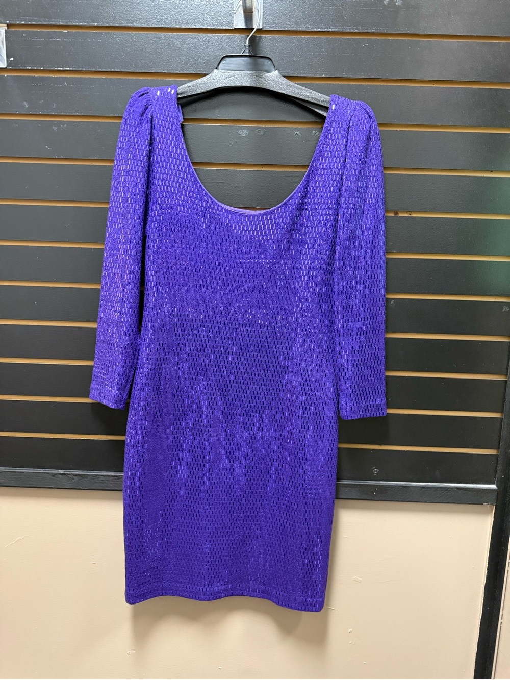 Vintage St John by Marie Gray Purple Sequin Knit Sheath Dress Size 6